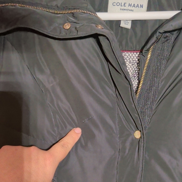 Cole Haan Women's Black Puffer Jacket with Gold Accents - Picture 4 of 10